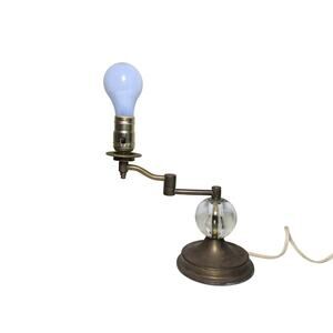 Vintage Brass Glass Ball Swivel Arm Lamp
